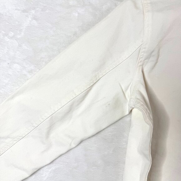Everlane The Chore Button Front Collared Boxy Denim Jacket Womens XS Cream - Picture 4 of 9